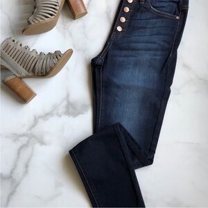 KanCan High Rise Button Fly Dark Skinny Jeans